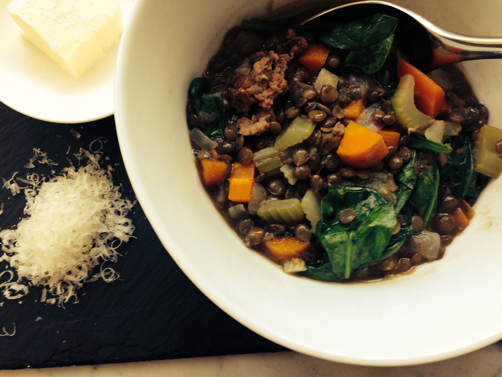 Dee Dee’s Lentil Soup with Italian Sausage