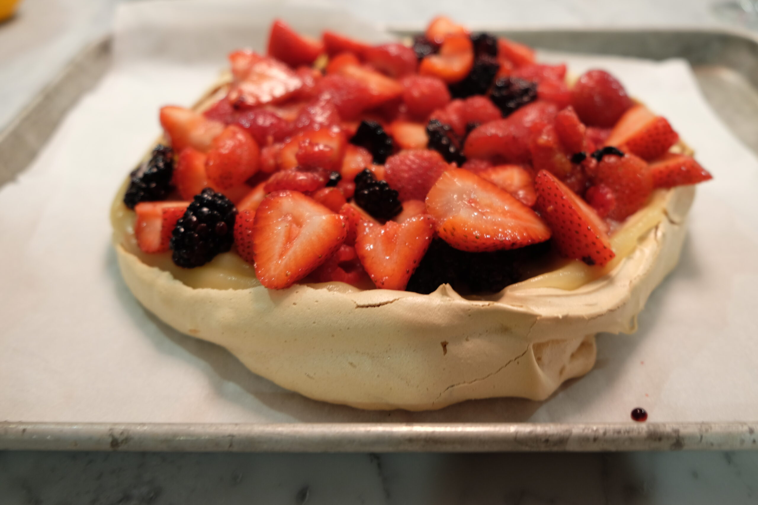 Fairly Easy Vanilla Pavlova w/ Lemon Curd