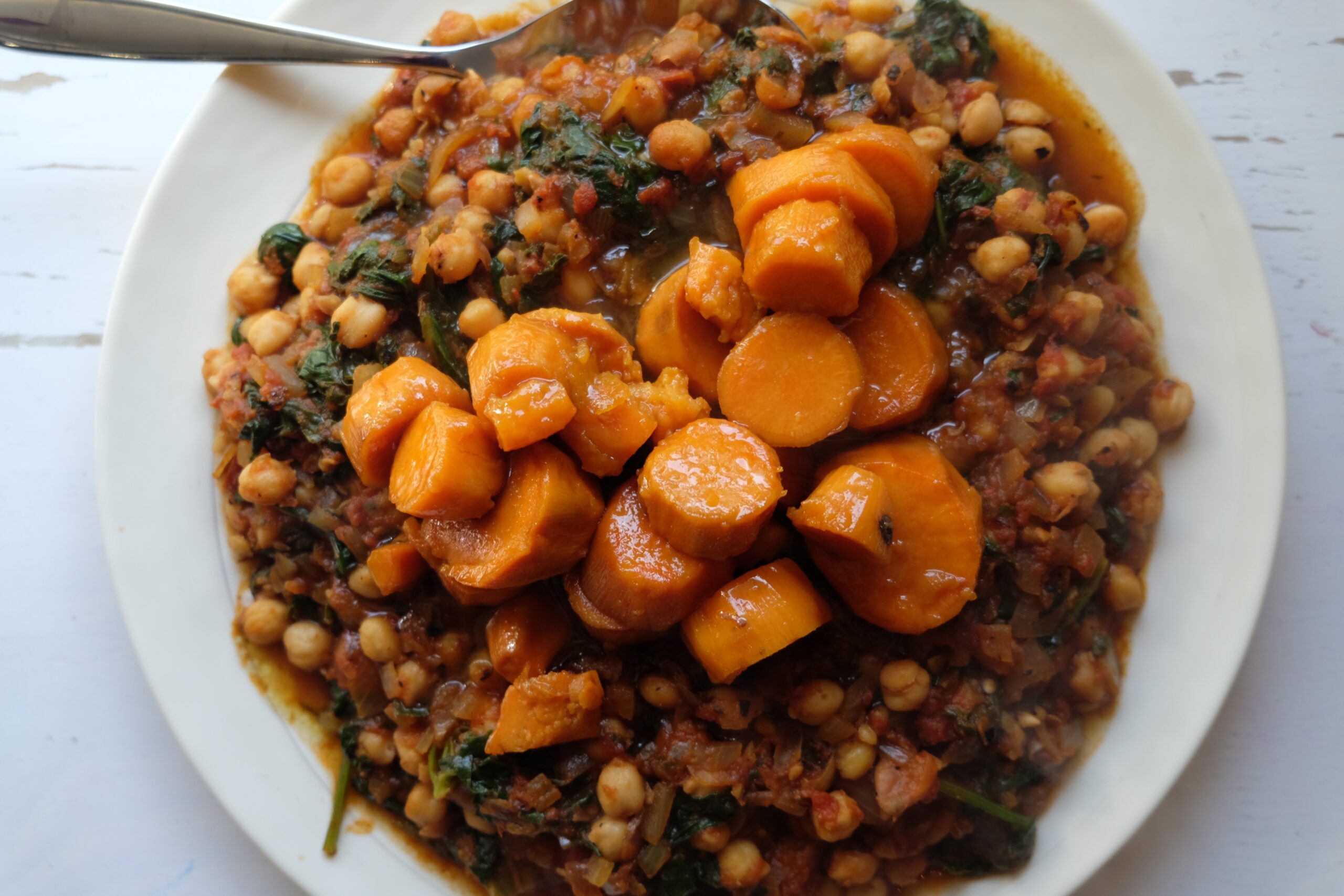 ottolenghi spinach chickpeas and honeyed sweet potatoes