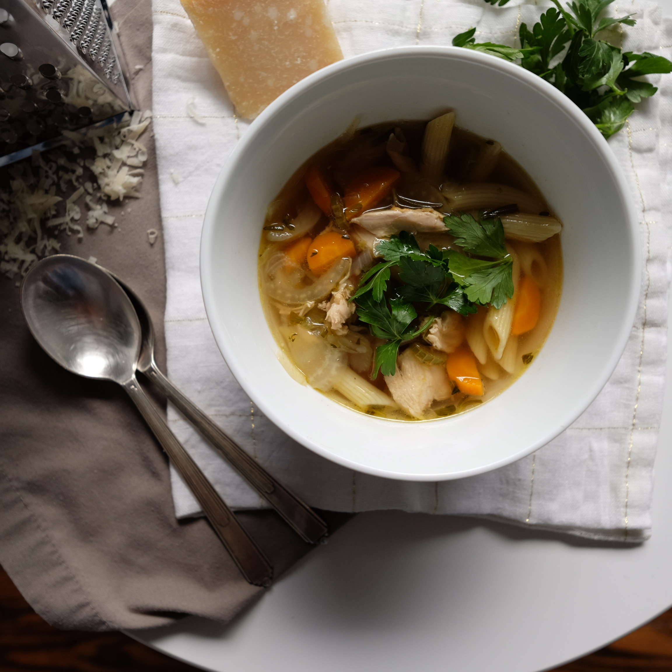 roast chicken and penne soup