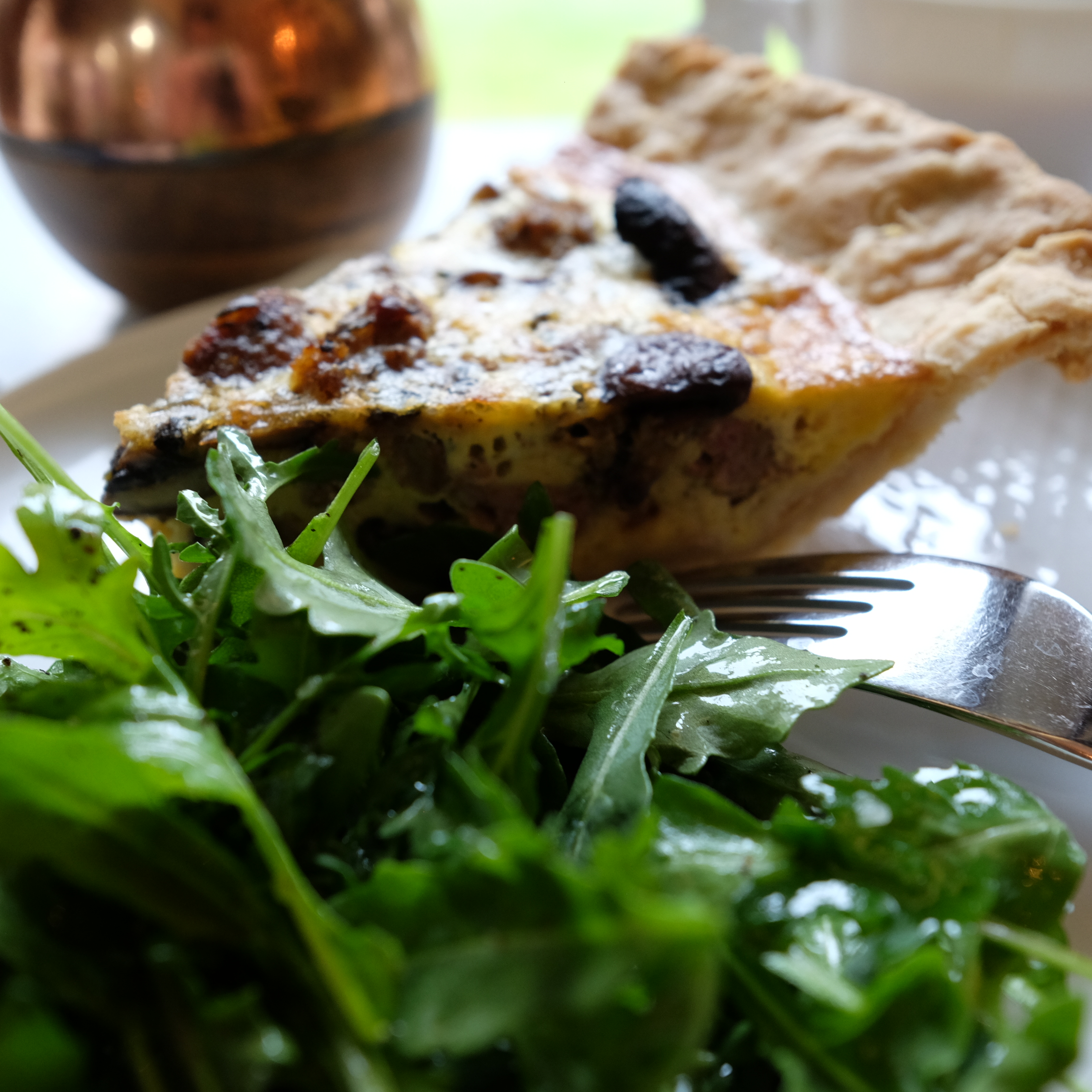 sausage, sage and mushroom quiche