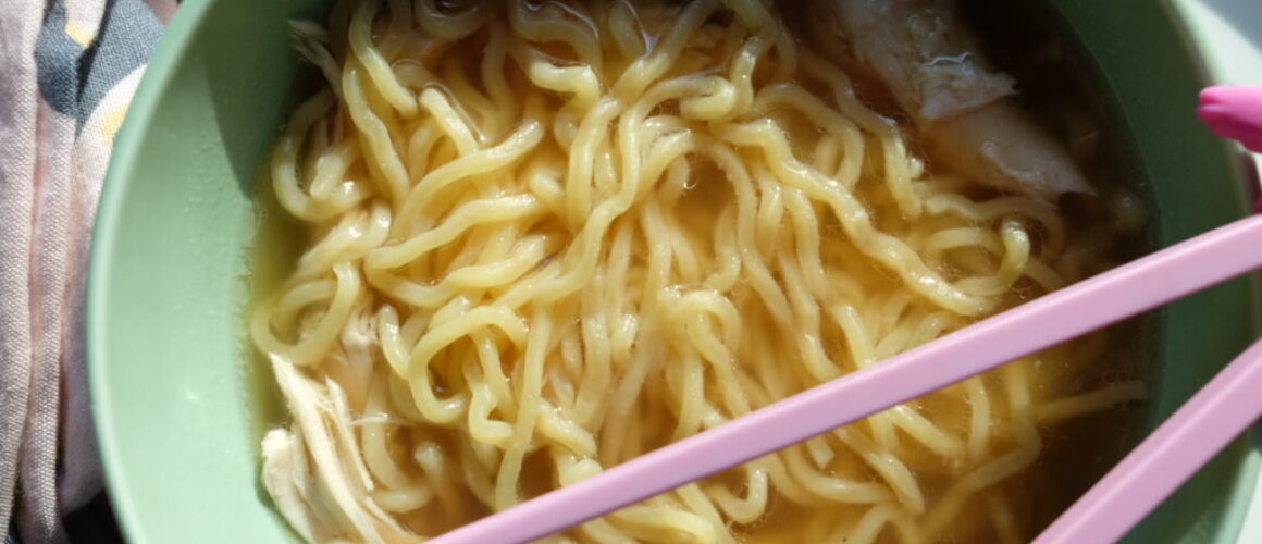 kids ramen with noodles, broth, and chicken