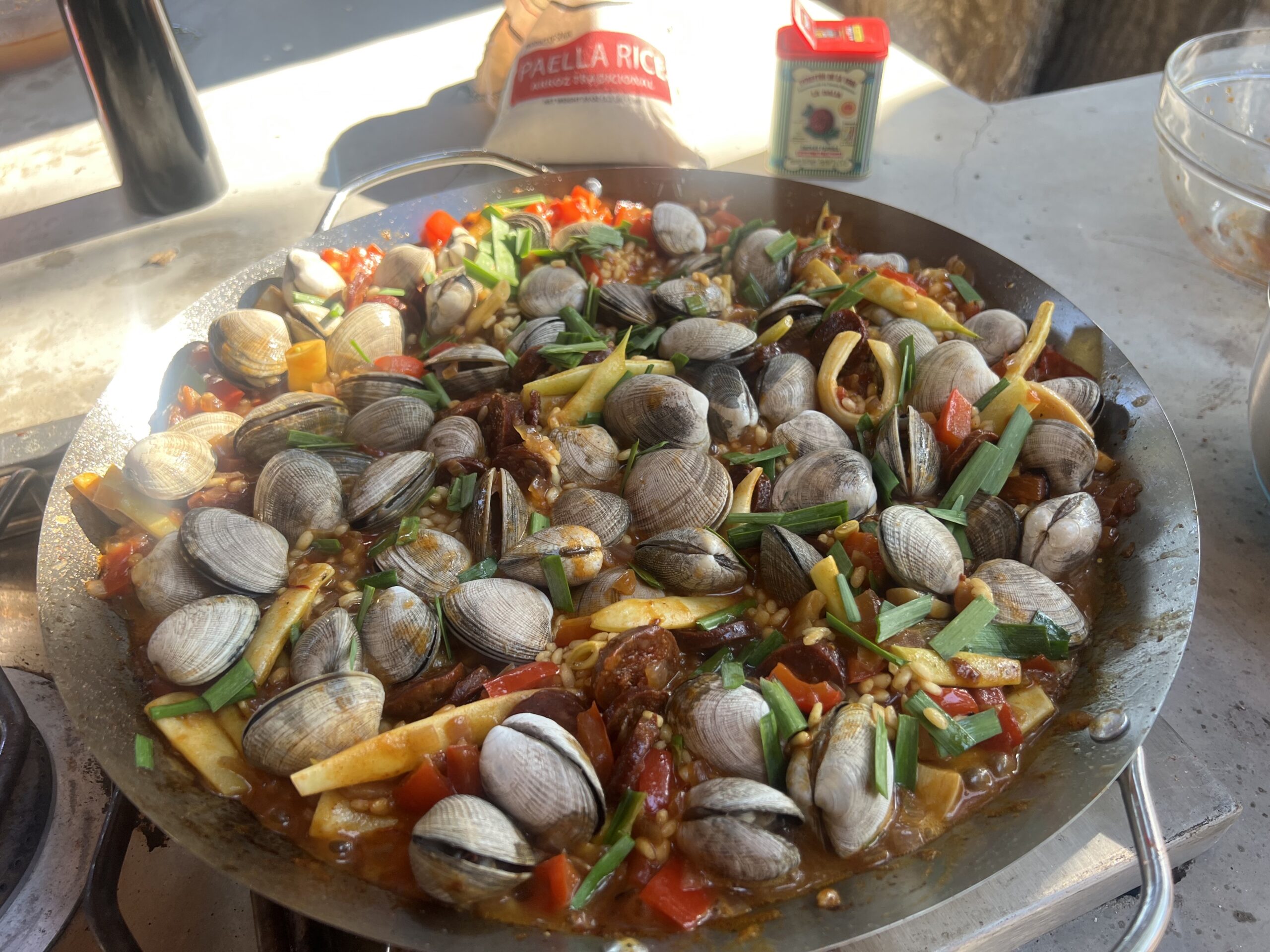 Paella with Clams and Chorizo